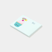 Cute Blue Cupcake met Kawaii Face Post-it® Notes (Schuin)