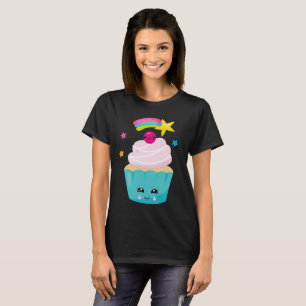 Cute Blue Cupcake met Kawaii Face T-shirt