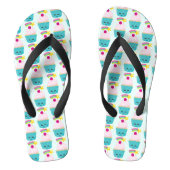 Cute Blue Cupcake met Kawaii Face Teenslippers (Voetbed)
