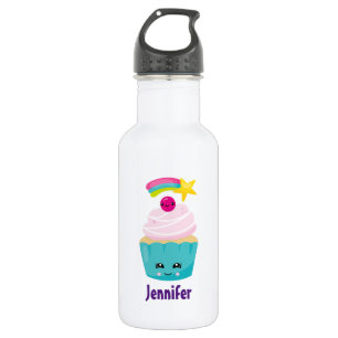 Cute Blue Cupcake met Kawaii Face Waterfles