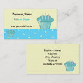 Cute Blue Cupcake-ontwerp Visitekaartje (Voorkant / Achterkant)