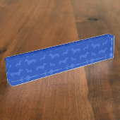 Cute blue dachshund-patroon naambordje (Zijkant)
