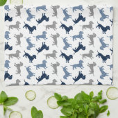 Cute Blue Dachshunds in Damask Theedoek (Gevouwen)