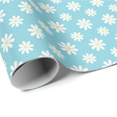 Cute Blue Daisies Floral Pattern Cadeaupapier (Rol Hoek)