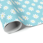Cute Blue Daisies Floral Pattern Cadeaupapier (Rol Hoek)