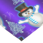 Cute Blue Dansend Snowman Kerstmis Korte Tafelloper (Hoek)