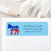 Cute Blue Democrat Donkey Political Return Address Etiket (Insitu)