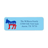 Cute Blue Democrat Donkey Political Return Address Etiket (Voorkant)