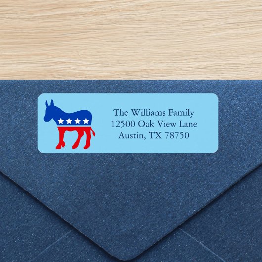 Cute Blue Democrat Donkey Political Return Address Etiket