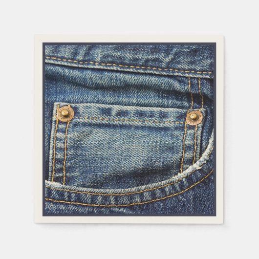 Cute  Blue Denim Jeans Pocket Copper Studs Servet (Voorkant)