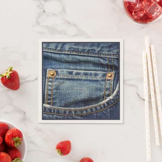 Cute  Blue Denim Jeans Pocket Copper Studs Servet (Insitu)