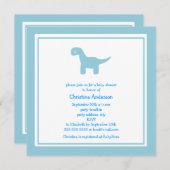 Cute Blue Dinosaur Baby shower Invitation Kaart (Voorkant / Achterkant)