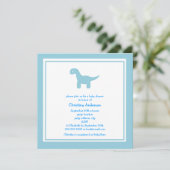 Cute Blue Dinosaur Baby shower Invitation Kaart (Staand voorkant)