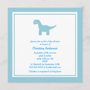Cute Blue Dinosaur Baby shower Invitation Kaart