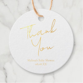 Cute Blue Dinosaur Gold Foil Favor Tags