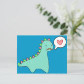 Cute Blue Dinosaur Mustache Briefkaart (Staand voorkant)