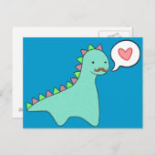 Cute Blue Dinosaur Mustache Briefkaart (Voorkant / Achterkant)