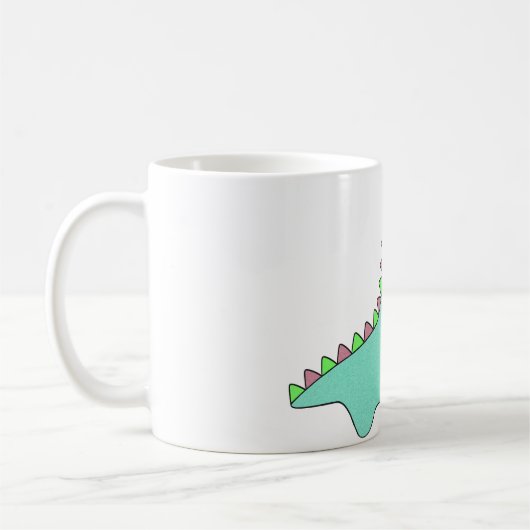 Cute Blue Dinosaur Mustache Koffiemok (Links)