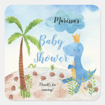 Cute Blue Dinosaur Palm Tree Baby shower