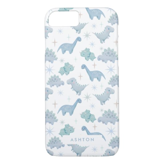 Cute Blue Dinosaur Pattern Boys Case-Mate iPhone Case (Achterkant)