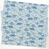 Cute Blue Dinosaur Pattern Inpakpapier Vel