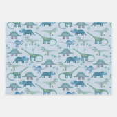Cute Blue Dinosaur Pattern Inpakpapier Vel (Voorkant 2)