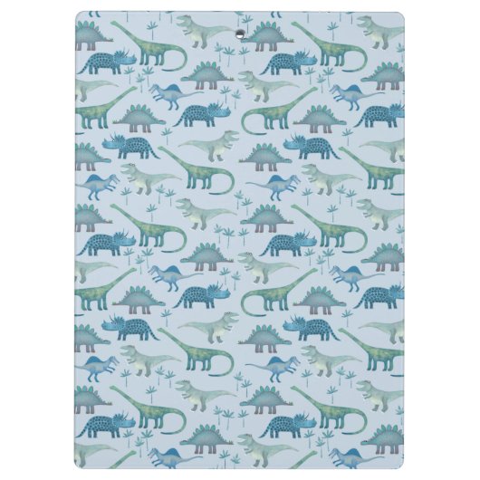 Cute Blue Dinosaur Pattern Klembord (Achterkant)