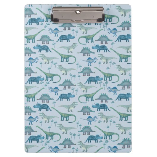 Cute Blue Dinosaur Pattern Klembord (Voorkant)
