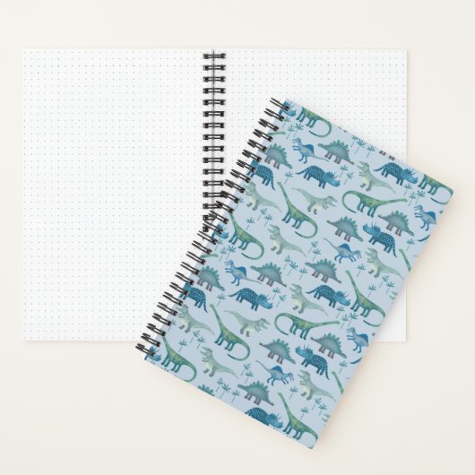 Cute Blue Dinosaur Pattern Notitieboek (Binnen)