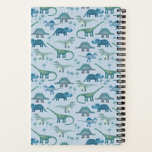 Cute Blue Dinosaur Pattern Notitieboek (Achterkant)