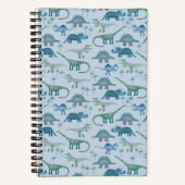 Cute Blue Dinosaur Pattern Notitieboek (Voorkant)