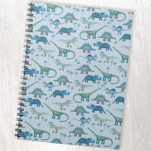 Cute Blue Dinosaur Pattern Notitieboek