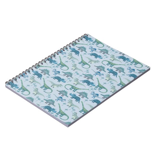 Cute Blue Dinosaur Pattern Notitieboek (Linkerzijde)