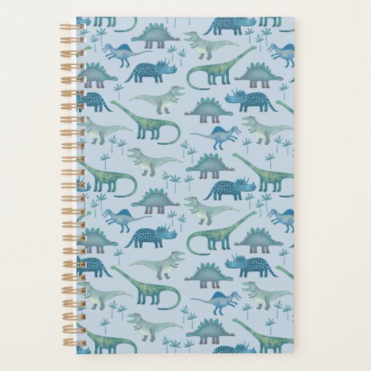 Cute Blue Dinosaur Pattern Planner (Voorkant)