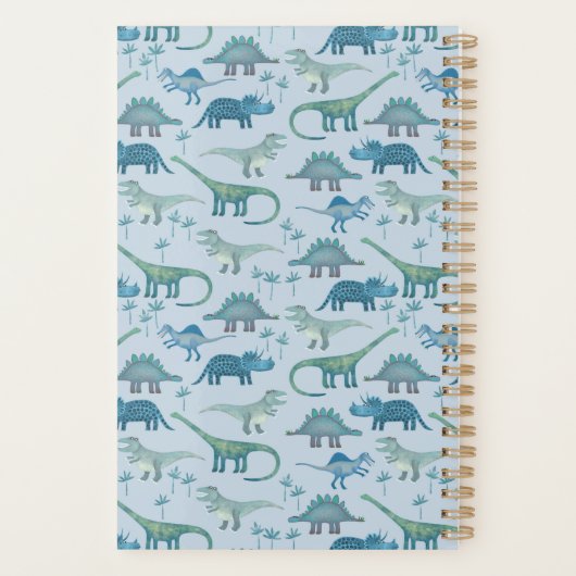 Cute Blue Dinosaur Pattern Planner (Achterkant)