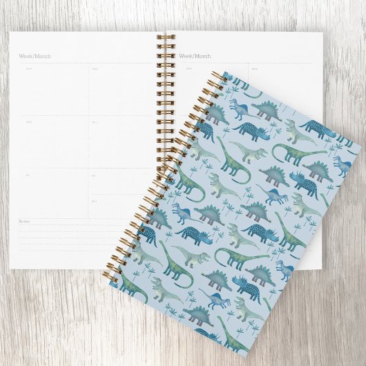 Cute Blue Dinosaur Pattern Planner