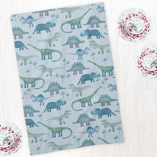 Cute Blue Dinosaur Pattern Theedoek