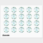 Cute Blue Dinosaur Safari Birthday Ronde Sticker (Vel)