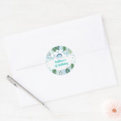 Cute Blue Dinosaur Safari Birthday Ronde Sticker (Envelop)