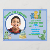 Cute Blue Dinosaur with Picture Birthday Kaart (Voorkant)