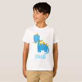Cute Blue Dinosaurs Custom Name Boys T-Shirt. T-shirt (Voorkant volledig)