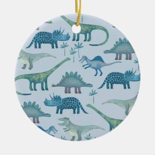 Cute Blue Dinosaurs Keramisch Ornament (Voorkant)