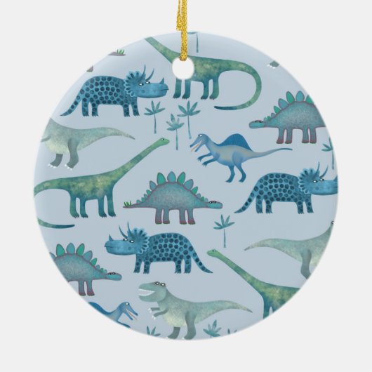 Cute Blue Dinosaurs Keramisch Ornament (Achterkant)