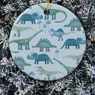 Cute Blue Dinosaurs Keramisch Ornament
