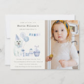 Cute Blue Dog elke zondag Fotoparty Uitnodigen Bedankkaart (Voorkant)