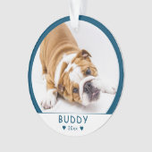 Cute Blue Dog of Pet Photo Ornament (voorkant)