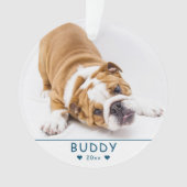 Cute Blue Dog of Pet Photo Ornament (voorkant)