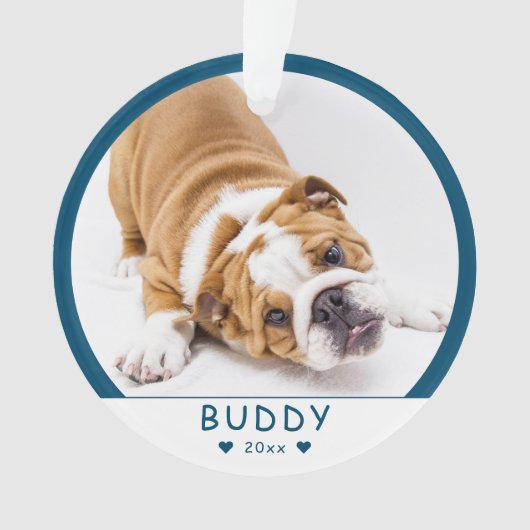 Cute Blue Dog of Pet Photo Ornament (voorkant)