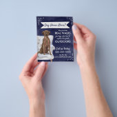 Cute Blue Dog Walker Flyer met Swirls en banner (Hand)