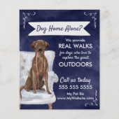 Cute Blue Dog Walker Flyer met Swirls en banner (Voorkant)